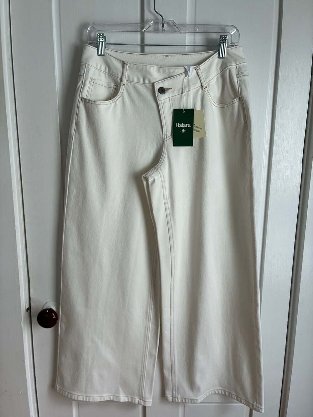 Halara Flex Denim Wide Leg Jeans White Size M Petite